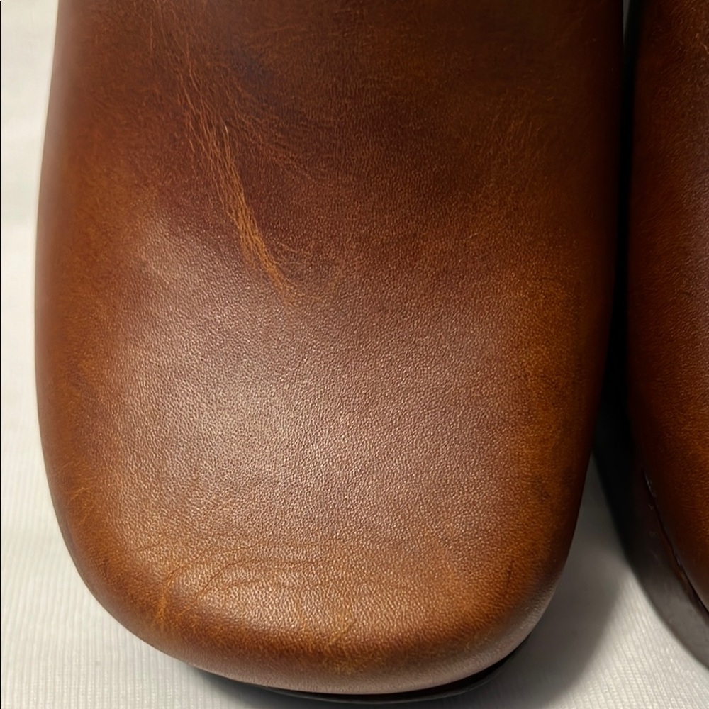 Nicole Sheila Brown Leather Wooden Clog Women's Size 8 Studded Boho Chunky Heel - Picture 5 of 15
